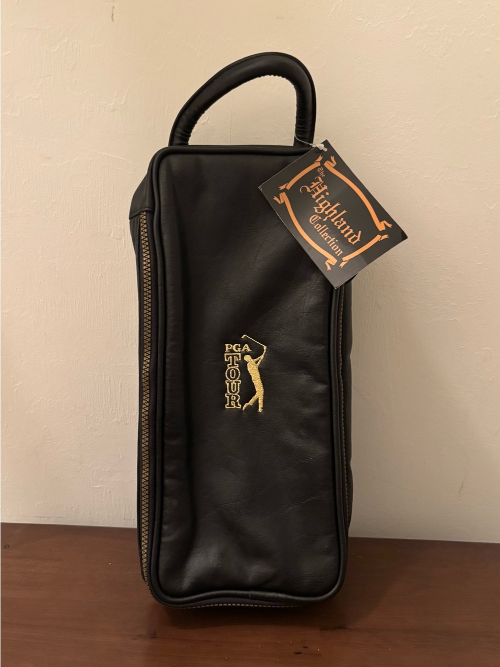 PGA Tour Vintage Black Shoe/Accessory Bag with Gold Embroidered Logo